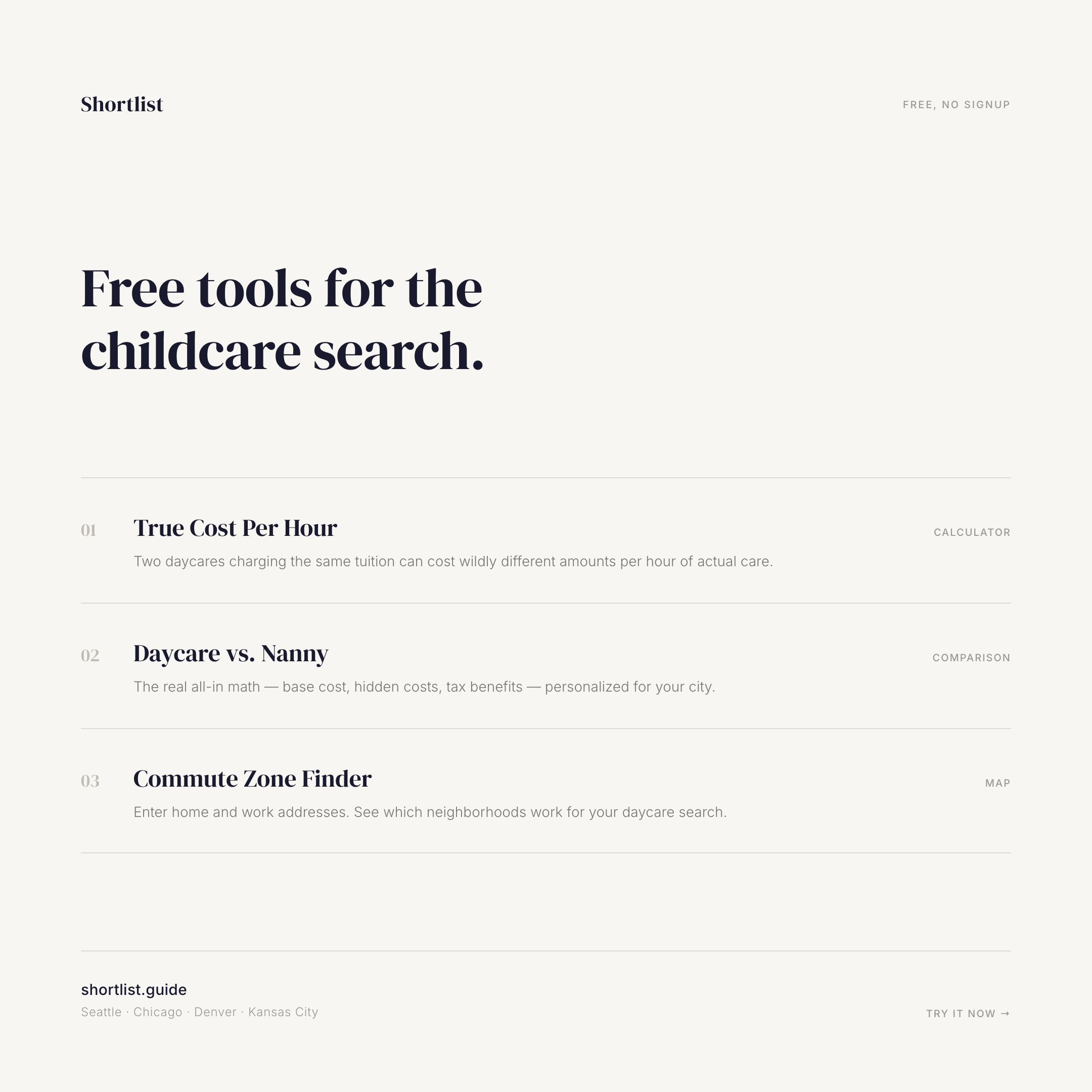 Shortlist — Tools for the childcare search